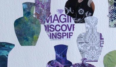 Vases arranged in a collage for a workshop