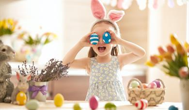 girl with easter eggs