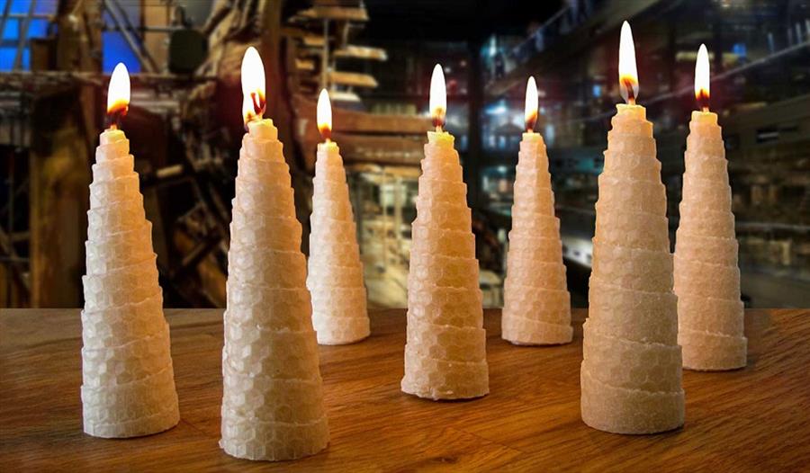 Tudor-style candles displayed at the Mary Rose museum