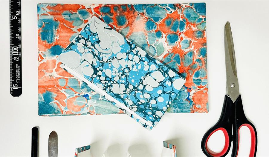Marbling Concertina Books