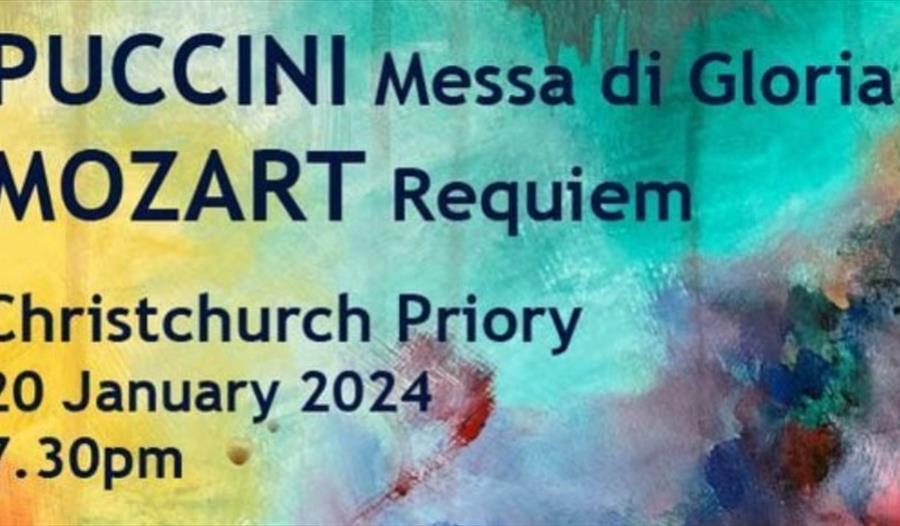 Poster for the Puccini Messa Di Gloria event with the date and event venue in text