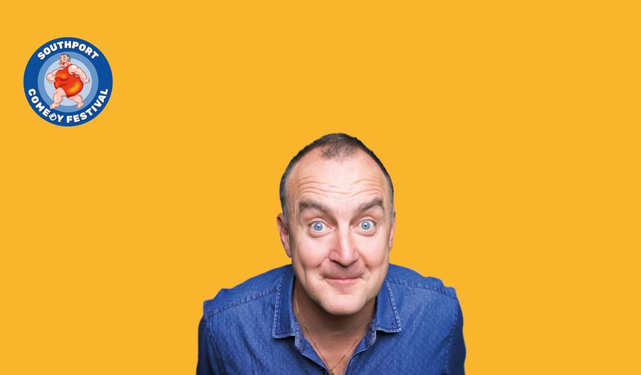 Image of Irish Comedian Jimeoin promo for his performance at the Southport Comedy Festival