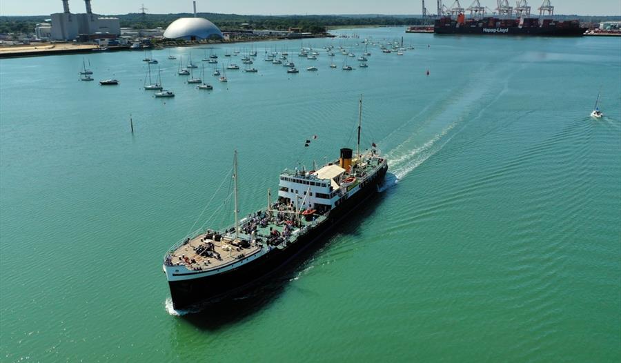 Steamship Shieldhall Eastern Solent Cruise, passing Osborne House, Ryde and the Solent Forts