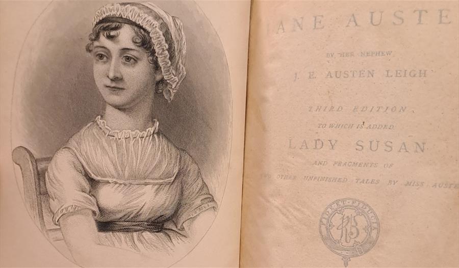 A picture of Jane Austen from the front of one of her novels.