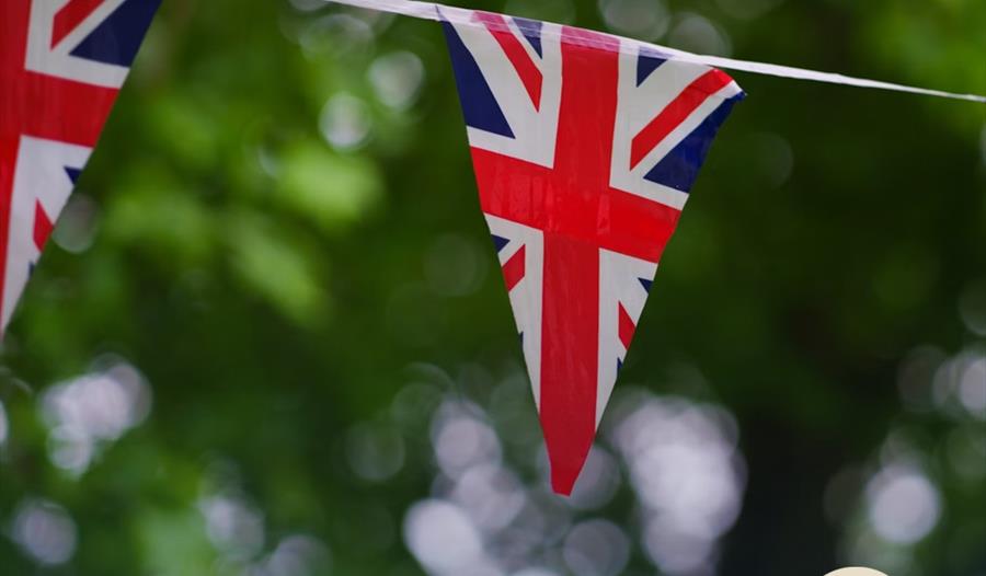 Union Jack bunting in Dorking town centre