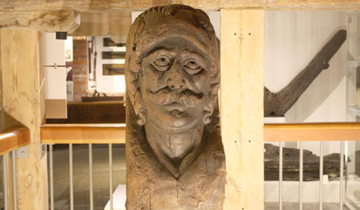 The head of long ship relic Swash Channel Wreck