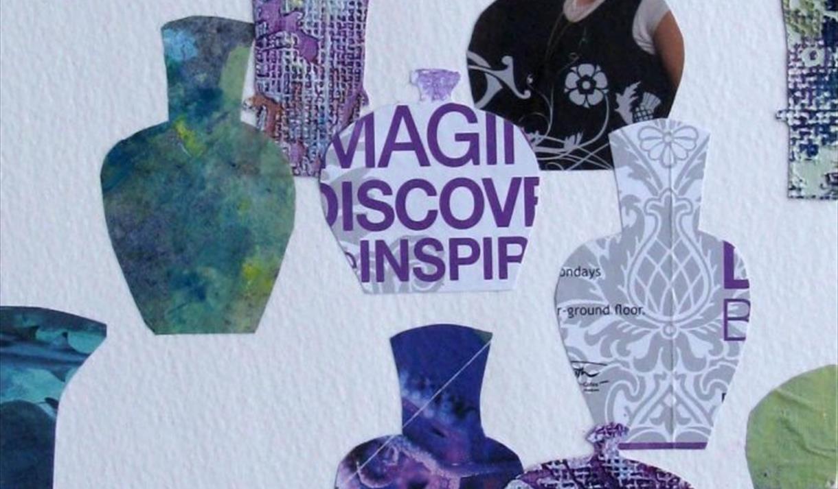 Vases arranged in a collage for a workshop