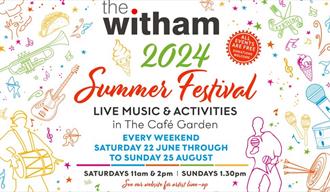 The Witham 2024 Summer Festival advertising poster.  showing times and dates.