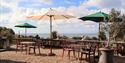 The outdoor terrace overlooking the sea at Russell-Cotes House, Gallery and Garden in Bournemouth, Dorset