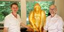 Bristol Zoo Project Artist Luke Jerram (L) and Justin Morris, CEO of Bristol Zoological Society, with Alfred the chocolate gorilla