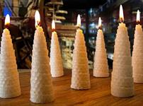 Tudor-style candles displayed at the Mary Rose museum