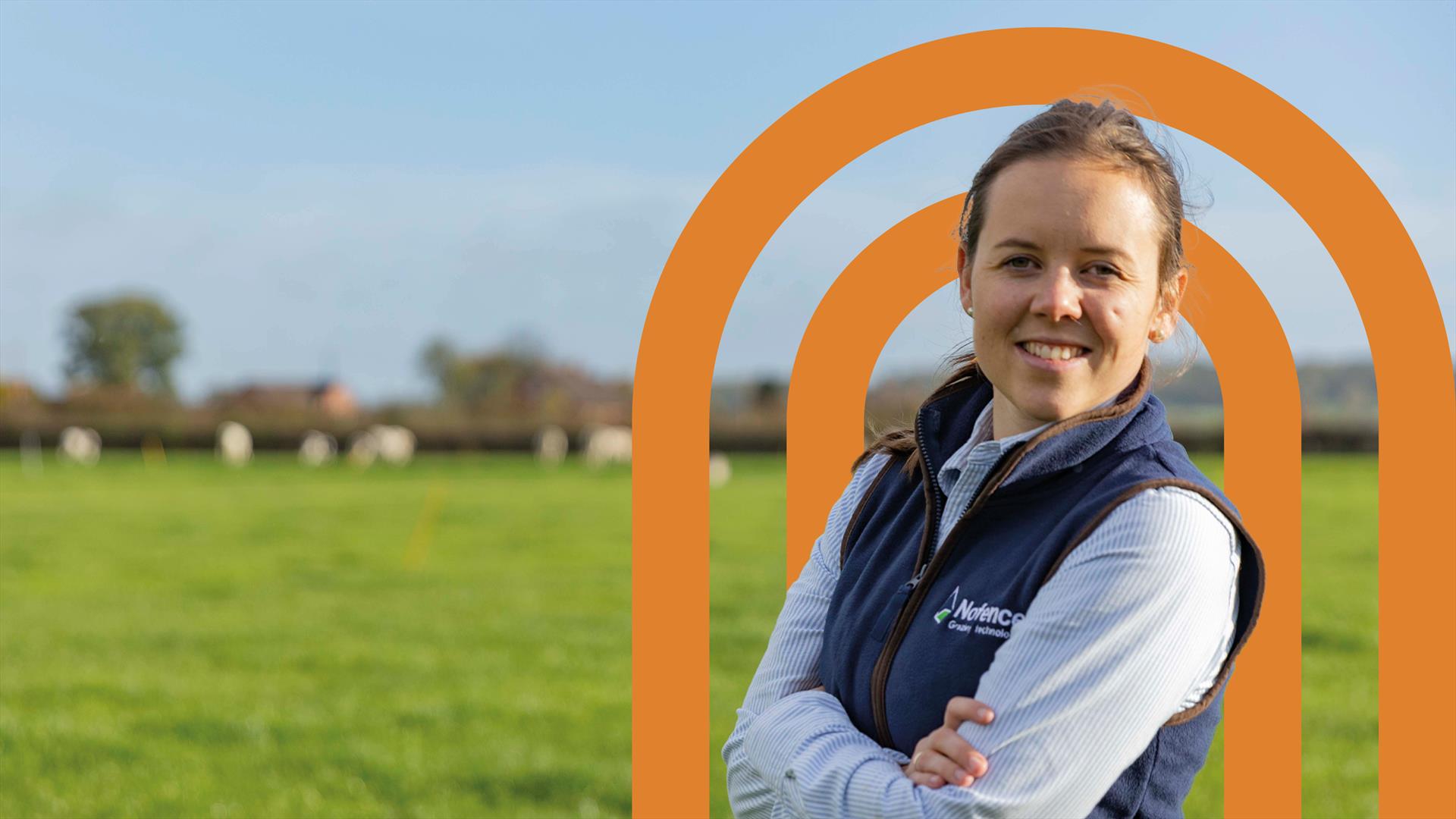 Synne Foss Budal, UK Manager of Nofence stood in a cattle field in Telford