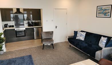 Open plan kitchen, living and dining area