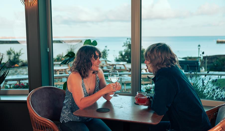 Couple enjoying drinks