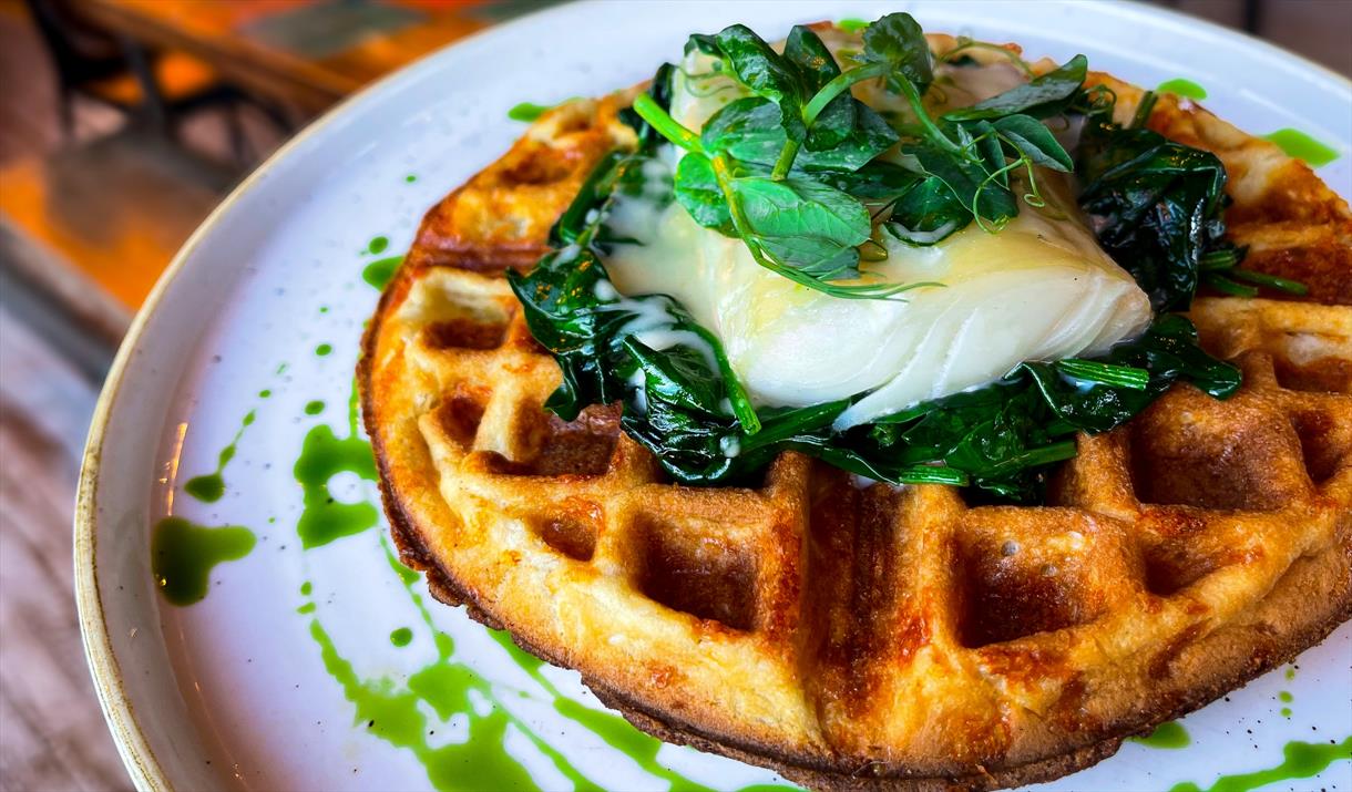 Paddy's Poached Haddock Waffles