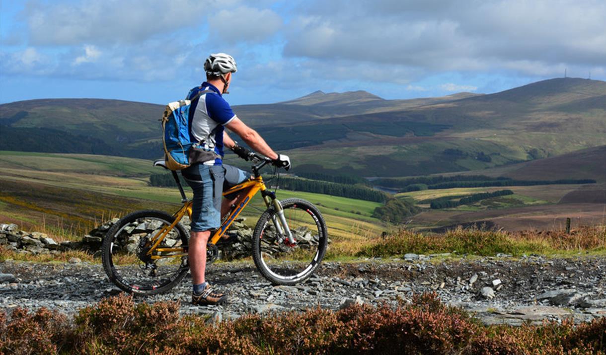 Biker admiring the breathtaking scenery