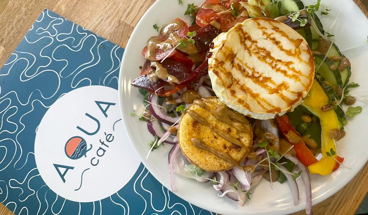 Aqua Cafe Grilled Goats Cheese and Roasted Pine Nut Salad