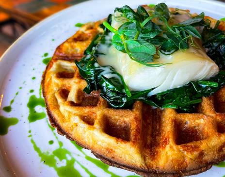 Paddy's Poached Haddock Waffles