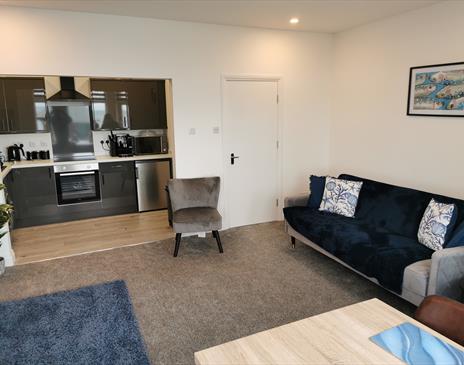 Open plan kitchen, living and dining area