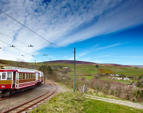 Manx Electric Railway with views of the rolling hills