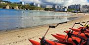 Aquabikes ready to go on Port Erin Beach