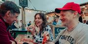 Friends enjoying pizza