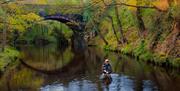 Fly fishing at Glenfaba Bridge, River Neb