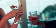 Couple enjoying drinks