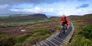 Mountain Biking on the countryside boardwalk