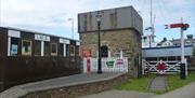 Former Peel Railway line and coach body across the road and cared for by the Manx Heritage Transport Museum