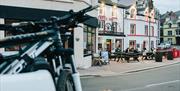 Outdoor dining in front of pub