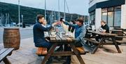 Outdoor dining in front of pub