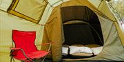 Inside a tent at the Peel TT Village
