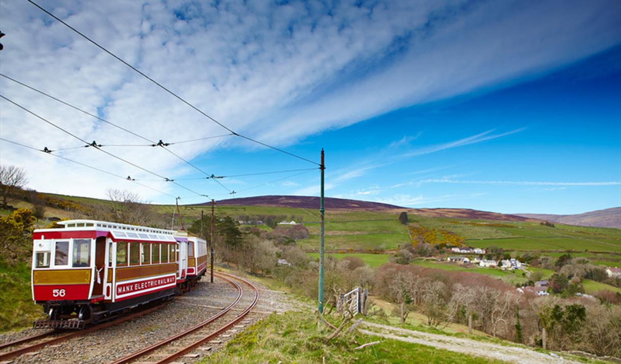 Manx Electric Railway with views of the rolling hills