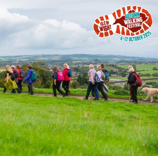 Group of walkers in the countryside at the Isle of Wight Walking Festival