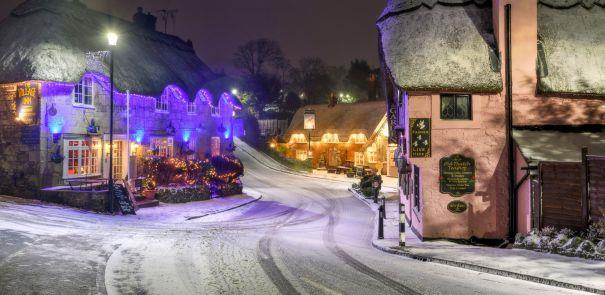 A snowy Shanklin Old Village on the Isle of Wight.