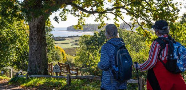 Two walkers in the countryside on the Isle of Wight