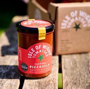 Isle of Wight Tomatoes in a jar, local produce on the Isle of Wight