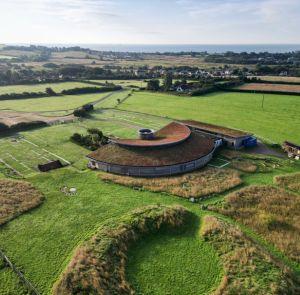 Aerial view of Brading Roman Villa on the Isle of Wight