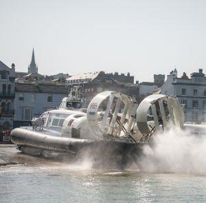 Hovertravel's hovercraft landing at Ryde on the Isle of Wight