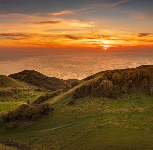 Sunset over the sea in the West of the Isle of Wight