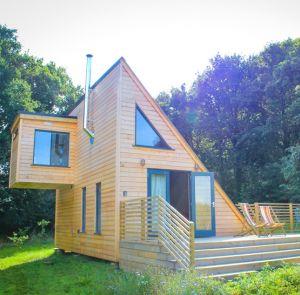 Outside view of a sustainable holiday home at Tiny Homes Holidays on the Isle of Wight