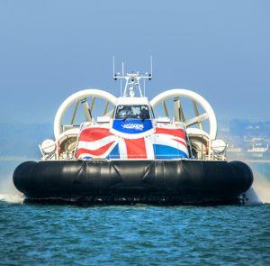 Hovertravel's hovercraft travelling across the sea to the Isle of Wight
