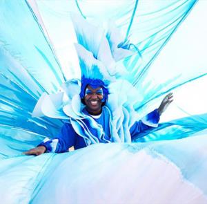 Lady dressed up for a carnival parade