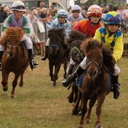 Children riding on Shetland ponies at The Royal Isle of Wight County Show