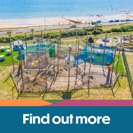 Aerial view of the skynets at Sandham Gardens on the Isle of Wight