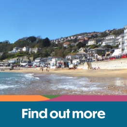 Beach and esplanade at Ventnor on a sunny day on the Isle of Wight