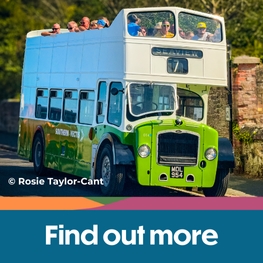 Vintage bus in Godshill at the Wightrider event on the Isle of Wight