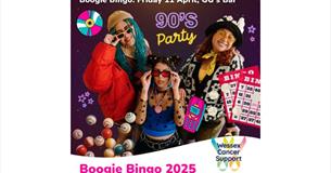 Boogie Bingo 90s night poster, charity event, what's on, Newport, Isle of Wight