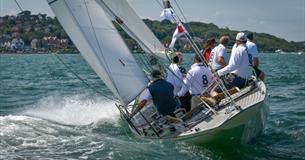 Group of people sailing a yacht on the Solent, Isle of Wight, What's On, Cowes Classics Week - Copyright: Tim Jeffreys